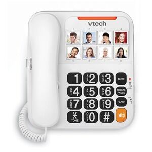 VTech Senior Phone SN1117‎ High Contrast Buttons 8 Photo Dialer No Power Adapter
